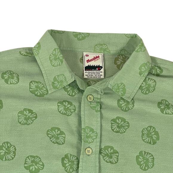 Meccaloha resorts green floral Hawaiian button up shirt size XXL - Picture 4 of 9